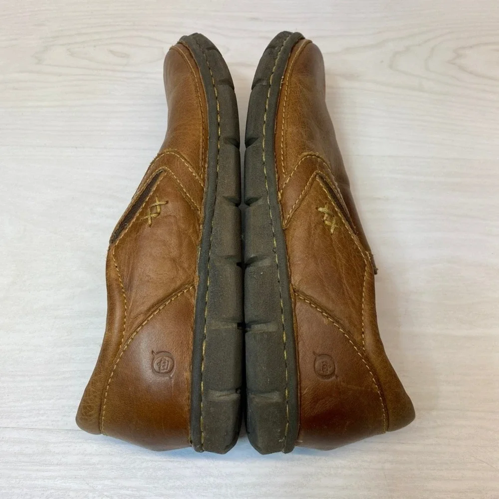 Born Mens 9.5 Slip On Loafers Leather Casual Brown H16275 Comfort Rugged Shoes